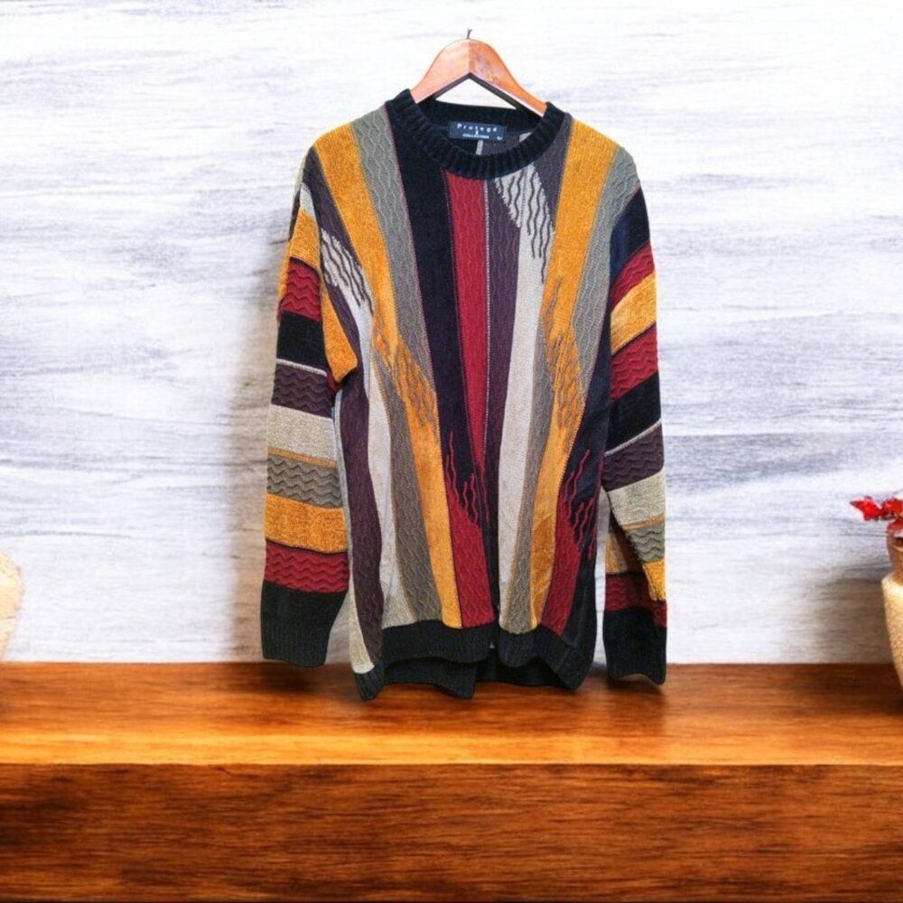 Vintage Protegé Collection 3D Knit Texture Sweater Men Coogie Style